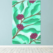 Modern Vintage Blue Green Botanical Scene Leinwanddruck (Insitu (Holzboden))