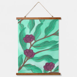 Modern Vintage Botanical Illustration Wandteppich Mit Holzrahmen