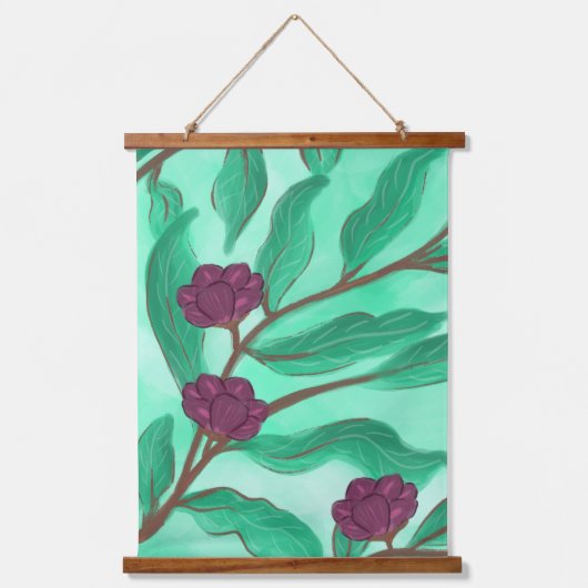 Modern Vintage Botanical Illustration Wandteppich Mit Holzrahmen (Vorderseite)