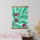Modern Vintage Botanical Illustration Wandteppich Mit Holzrahmen (Schlafzimmer)