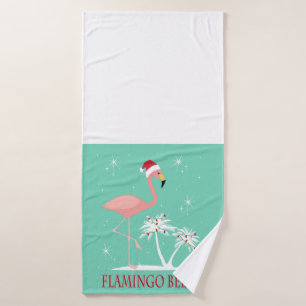 MODERN VINTAGE CHRISTMAS FLAMINGO BADEHANDTUCH