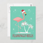 MODERN VINTAGE CHRISTMAS FLAMINGO POSTKARTE (Vorne/Hinten)