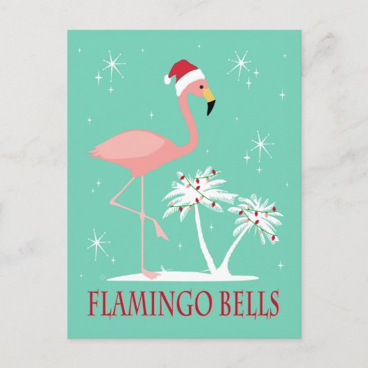 MODERN VINTAGE CHRISTMAS FLAMINGO POSTKARTE (Vorderseite)