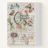 Modern vintage clock Botanical Letters Scrapbook Notizblock (Rückseite)