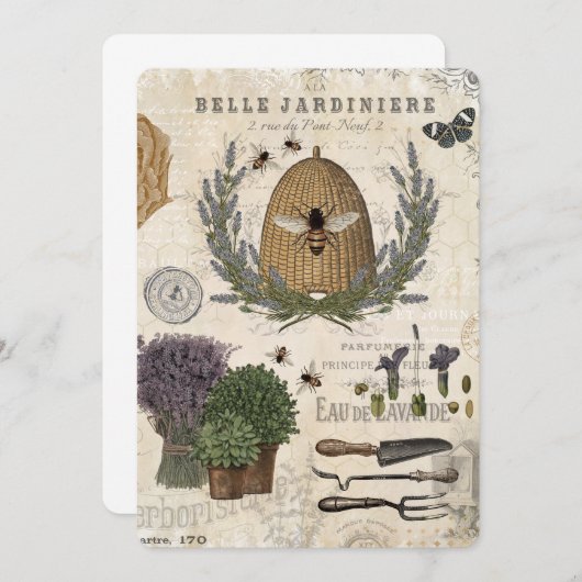 Modern Vintage French Farmhouse Einladung (Vorne/Hinten)