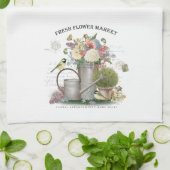 Modern Vintage french farmhouse flower garden Geschirrtuch (Gefaltet)