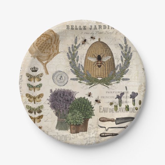 Modern Vintage French Farmhouse Pappteller (Vorderseite)
