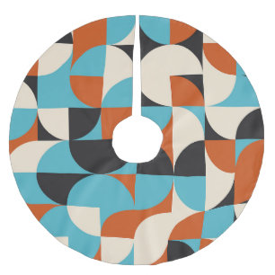 Modern Vintage: Geometrische Retro-Formen. Polyester Weihnachtsbaumdecke