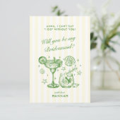 Modern Vintage Green Bridesmaid Proposal Card Einladung (Stehend Vorderseite)