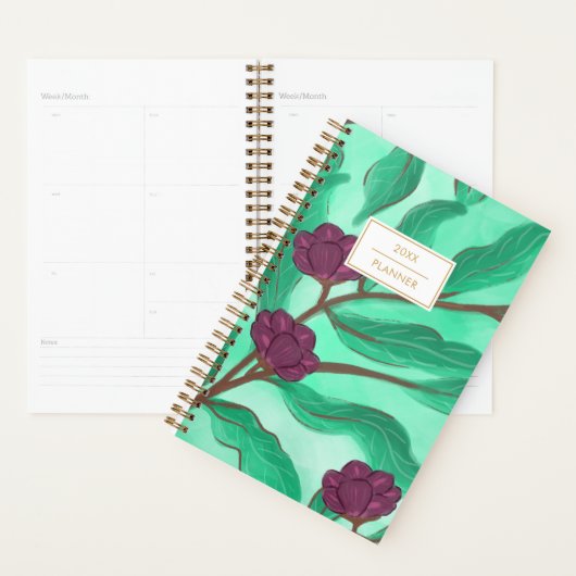 Modern Vintage Green Foliage Illustration Planer (Anzeige)