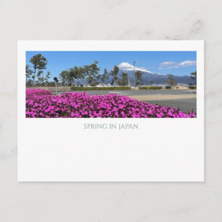 Modern Vintage Mt Fuji Japan Spring Pink Shibazaku Postkarte