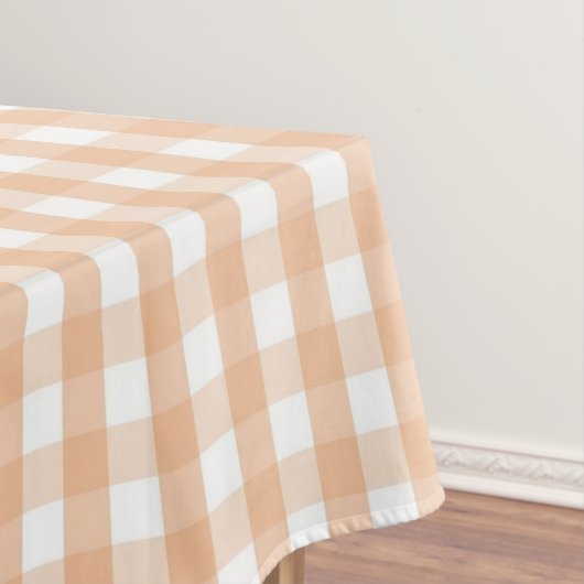 Modern Vintage Peach Gingham Pattern Spring Summer Tischdecke (Beispiel)