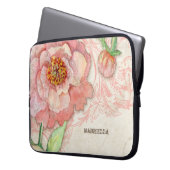 Modern Vintage Peony Floral Swirls Laptopschutzhülle (Vorderseite Links)