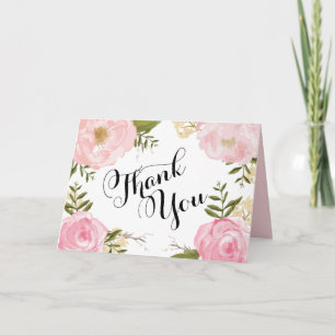 Modern Vintage Pink Floral Wedding Thank You Dankeskarte