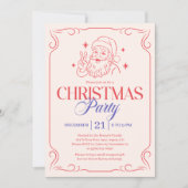 Modern Vintage Santa Christmas Party Feiertagskarte (Vorderseite)