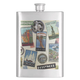 Modern Vintage Travel USA Flachmann