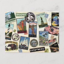 Modern Vintage Travel USA Postkarte
