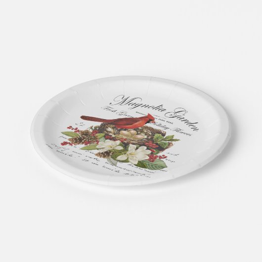 Modern Vintage Weihnachten Kardinal Pappteller (Schrägansicht)