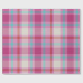 Modern Vintage Weihnachten Kariertes rosa Aqua Geschenkpapier (Flach)