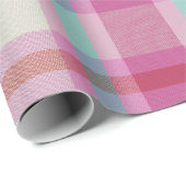 Modern Vintage Weihnachten Kariertes rosa Aqua Geschenkpapier (Rolleneckpunkt)