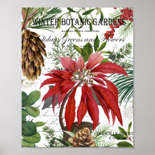Modern vintage winter garden floral postcard post poster