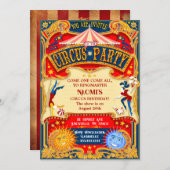 Modern Vintager Zirkus Festival Geburtstag Einladung (Vorne/Hinten)