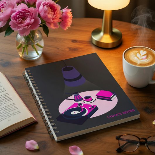 Modern Vinyl Coffee Personalized Notebook Notizblock