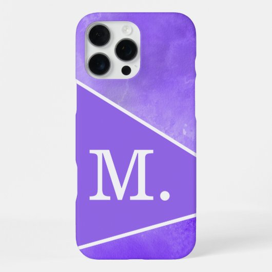 Modern Violet Blue Monogram iPhone Hülle (Rückseite)