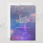 Modern Violet Diamonds Paint Splash Sweet 16 Einladung (Vorderseite)
