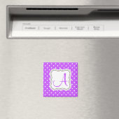 Modern violette Polka dots monogramm Anfangsname Magnet (In Situ (Geschirrspüler))