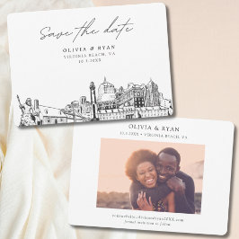 Modern Virginia Beach Wedding Save the Date Einladung