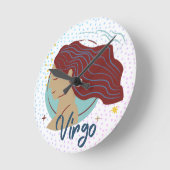 Modern Virgo Woman Zodiac Runde Wanduhr (Winkel)