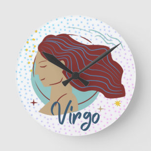 Modern Virgo Woman Zodiac Runde Wanduhr