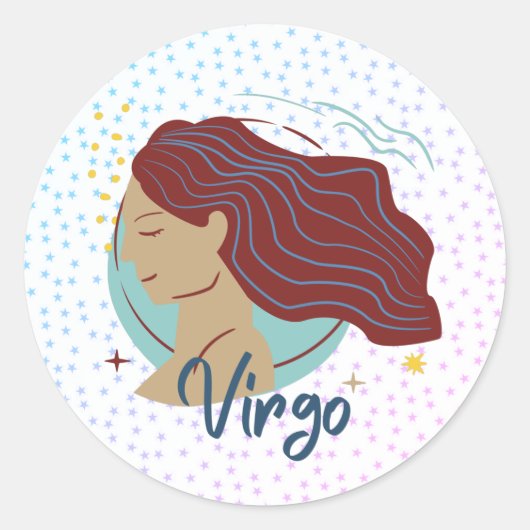 Modern Virgo Woman Zodiac Runder Aufkleber (Vorderseite)
