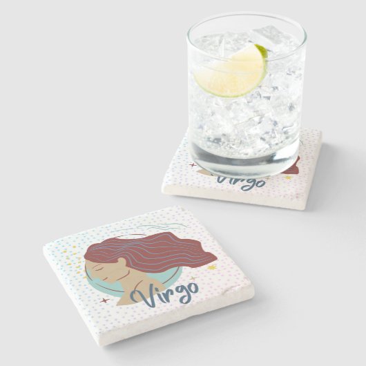 Modern Virgo Woman Zodiac Steinuntersetzer (Seitenansicht)