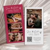 Modern Viva Magenta Foto Booth Strip QR Code Save The Date