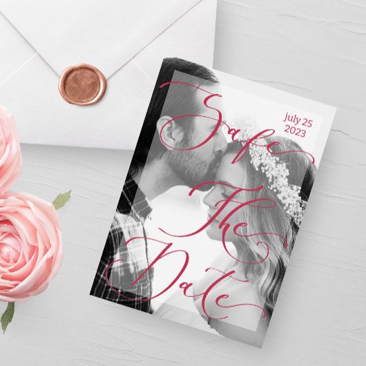 Modern viva magenta Foto Elegante Einladung