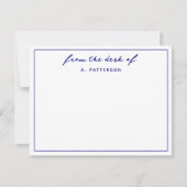 Modern vom Schreibtisch aus wahrhaft blaue Grenze Mitteilungskarte (Vorderseite)