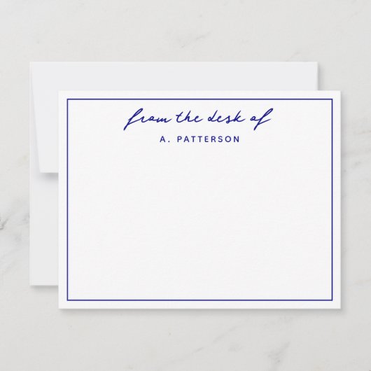 Modern vom Schreibtisch aus wahrhaft blaue Grenze Mitteilungskarte (Vorderseite)