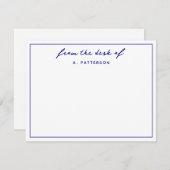 Modern vom Schreibtisch aus wahrhaft blaue Grenze Mitteilungskarte (Vorne/Hinten)