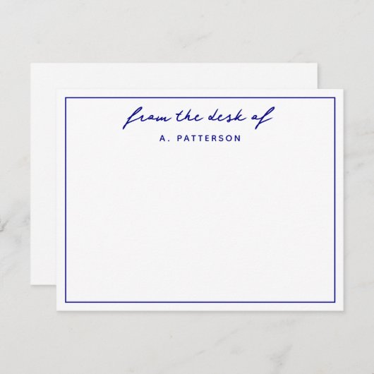 Modern vom Schreibtisch aus wahrhaft blaue Grenze Mitteilungskarte (Vorne/Hinten)