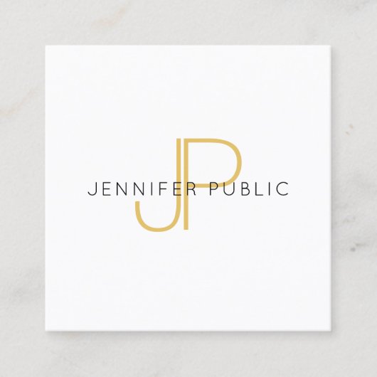 Modern-Vorlage für das Gold Monogram Design Quadratische Visitenkarte (Vorderseite)