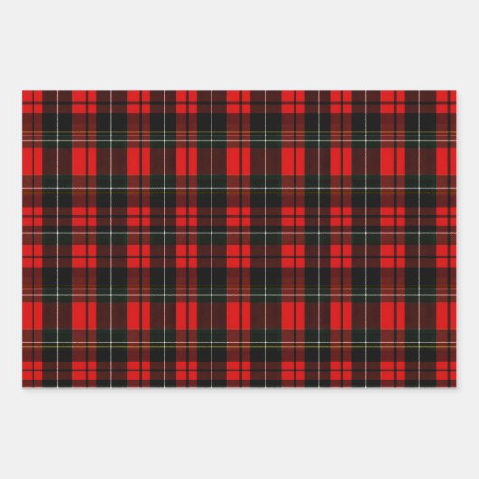Modern Wallace Red Scottish Tartan Plaid Pattern Geschenkpapier Set (Vorderseite)