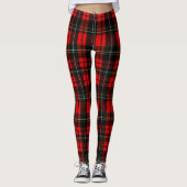 Modern Wallace Red Scottish Tartan Plaid Pattern Leggings (Vorderseite)