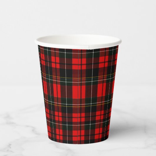Modern Wallace Red Scottish Tartan Plaid Pattern Pappbecher (Rechts)