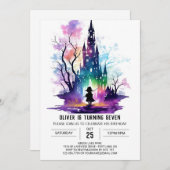 Modern Wand Wielder Birthday Einladung (Vorne/Hinten)