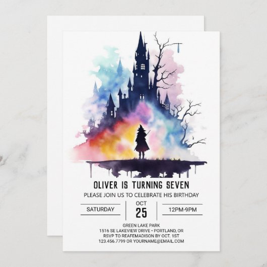 Modern Wand Wielder Wizard Birthday Einladung (Vorne/Hinten)