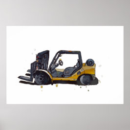 Modern warehouse forklift poster