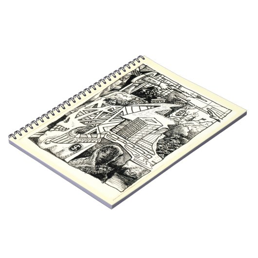 "Modern Warfare"-Tinte zeichnend Spiral-Foto-Noteb Notizblock (Linke Seite)