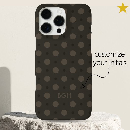 Modern Warm Gray Dots Pattern Custom Name Initials Case-Mate iPhone Hülle